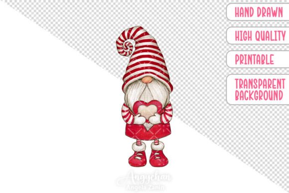 Download Hand Drawn Valentine Gnome with Heart - Hand drawn valentine Collection