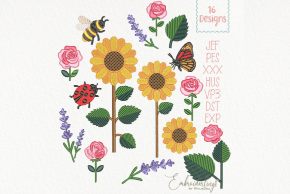 Download 16 Floral Summer Embroidery Designs File - Floral Collection