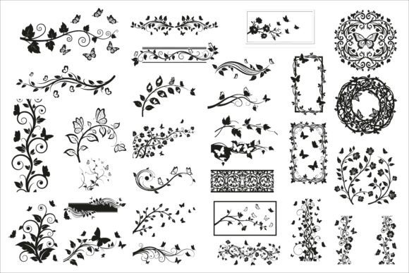 Download Vertical Floral Vine Silhouette - Floral Collection