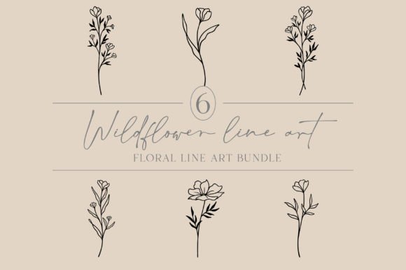 Download Flower Line Art Bundle | Elegant Florals - Floral Collection