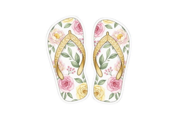 Download Watercolor Floral Patterned Flip-flops - Floral Collection