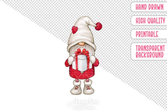 Download Hand Drawn Valentine Gnome with Gift Box - Hand drawn valentine Collection