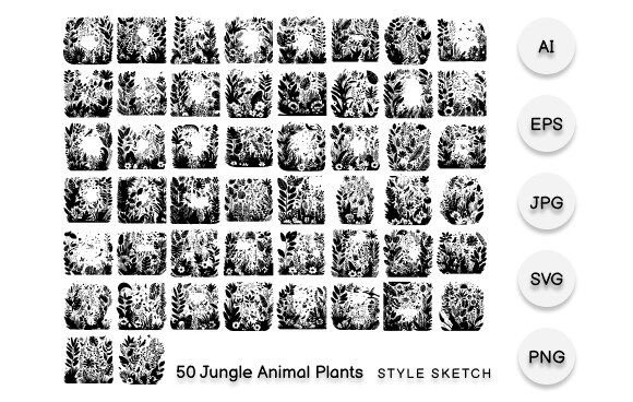 Download Jungle Animal Plants Element Black - Premium Resources
