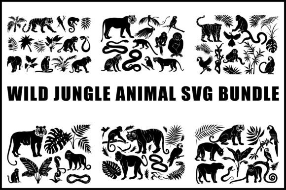 Download Black Wild Jungle Animal SVG Set - Jungle animal Collection
